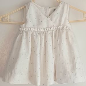 Baby Gap - Girls Ivory Frost Sparkle Dot Chiffon Dress RM1-570 - 0-3 months